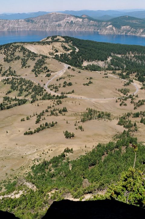 1979 Ford Bronco - Scenic view of Crater Lake National Park, showing the lake and mountainous terrain.