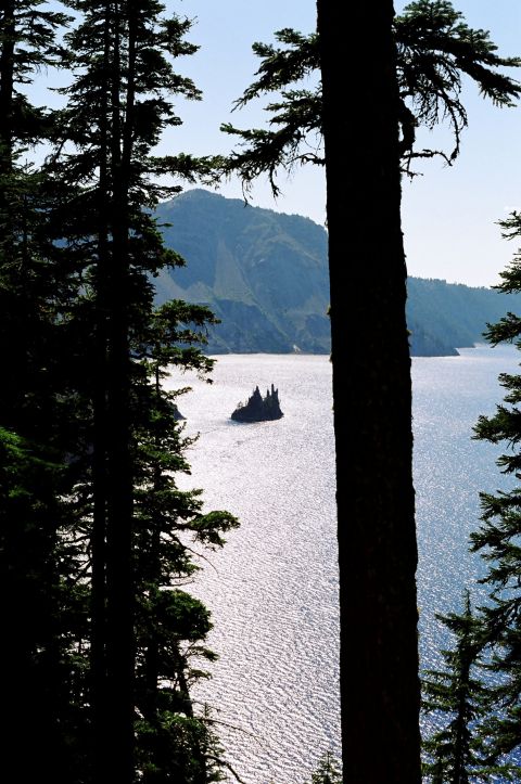 1979 Ford Bronco - A scenic view of Crater Lake, Oregon, with Wizard Island visible in the distance.