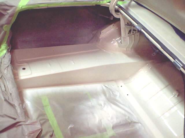 1966 Ford Fairlane trunk interior, painted floor