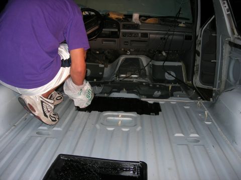 1994 Ford Bronco - Interior of a 1994 Ford Bronco being cleaned.