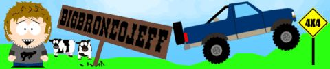 1993 Ford Bronco - Cartoon character pulls a log with a toy truck.