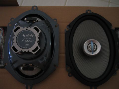 1993 Ford Probe - A pair of Infinity Kappa car speakers are shown, with one unit displaying its model number and series.