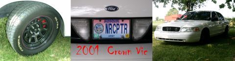2001 Ford Crown Victoria - A white 2001 Ford Crown Victoria is shown from the front three-quarter view, a custom license plate and the year hand-painted on the trunk.