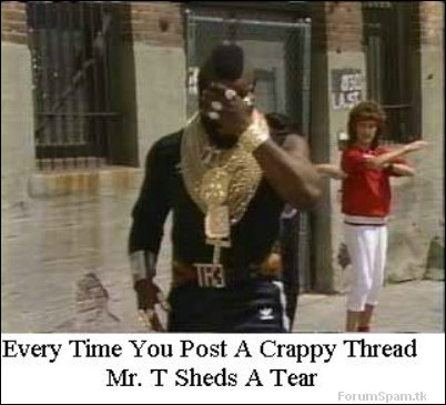 1995 Ford Bronco - A man dressed as Mr. T stands with a woman in the background, with text overlaying the bottom of the image.