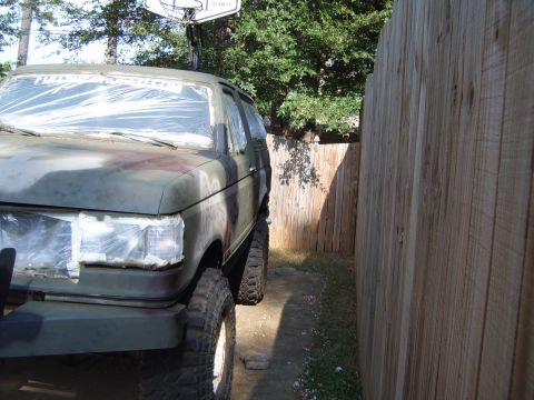 1988 Ford Bronco - This Ford Bronco appears to be undergoing some work, with its windows covered in plastic sheeting.