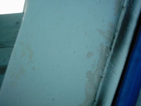 1978 Ford Bronco - Water damage is visible on the light blue painted surface.