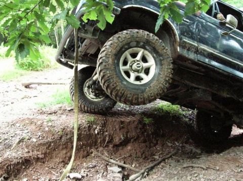 1995 Ford Bronco - This 1995 Ford Bronco is stuck on an embankment during an off-road excursion.