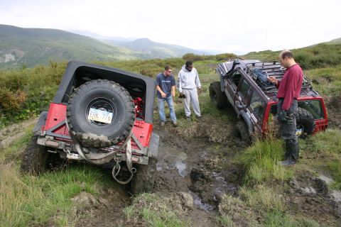 2003 Jeep TJ - Curtis "3 gear and just hit it" Joe "OK" Result.........(imagine sound affects)........accerating engine and then splash, Klunk, and an abr…