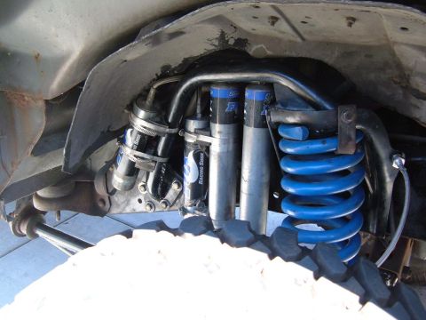 1985 Ford Ranger - This image shows the upgraded suspension system, dual Fox Racing Shox and bright blue coil springs.