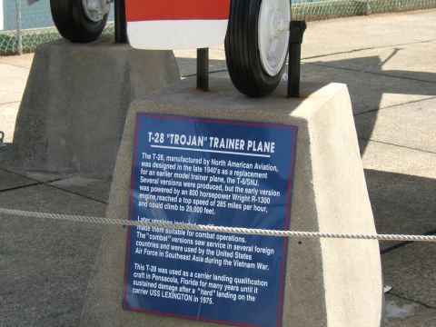 1998 Ford Taurus - Information plaque describes the T-28 "Trojan" Trainer Plane, manufactured by North American Aviation.