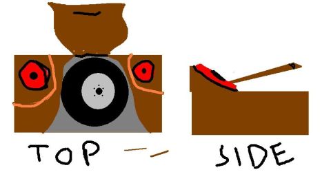 1985 Ford LTD Crown Victoria - crude hand-drawn MS Paint cartoon labeled TOP and SIDE, not a classifiable technical document.
