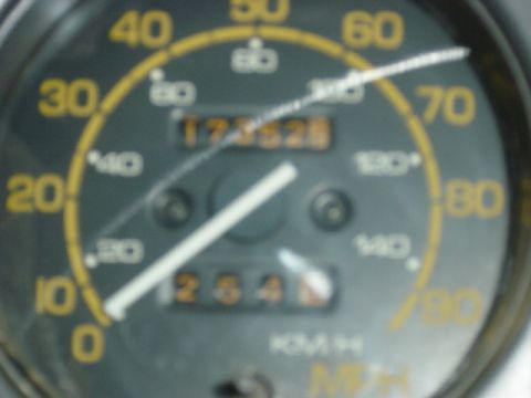1987 Suzuki Samurai - Speedometer gauge with odometer reading 173526 and trip meter reading 254.