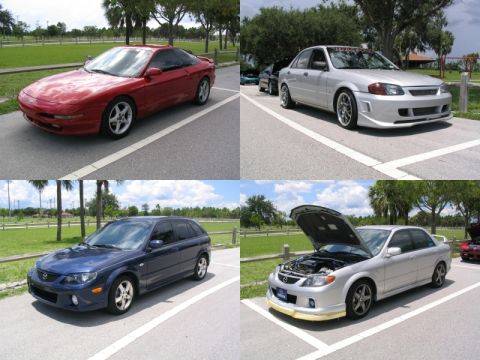 1997 Ford Probe - A collage displays four different vehicles parked in an outdoor lot.