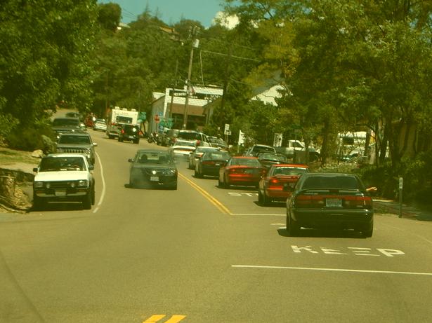 Driving through a small mt. town