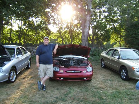 1998 Ford Taurus - Three sedans are parked on a grassy area with trees in the background and the sun shining brightly.