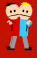 1968 Ford Mustang - This image shows two cartoon characters with distinct red and blue halves.