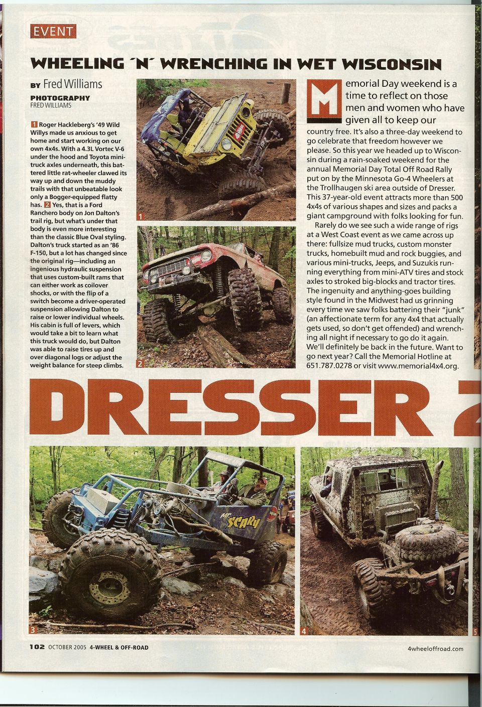 October 2005 4-Wheel & Off-Road page 102, Wheeling 'N' Wrenching in Wet Wisconsin event story
