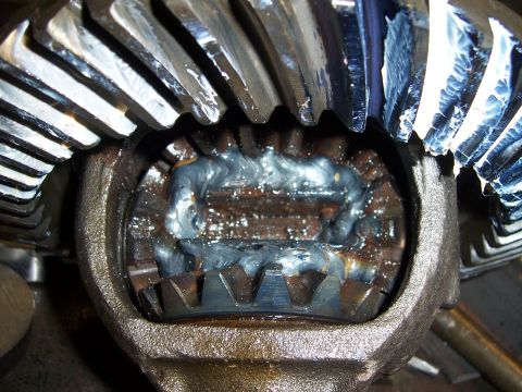1983 Ford Bronco - Close-up of welded differential gears, indicating a modification or repair.