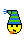 1968 Ford Mustang - A digital smiley face with a pointy hat is depicted in a pixelated style.