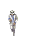 1968 Ford Mustang - A robot figure is depicted against a dark backdrop, its form detailed with a white helmet and contrasting blue and grey attire.