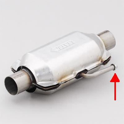 1987 Ford Bronco - A close-up view of a CATCO brand catalytic converter, showing its inlet and outlet pipes.