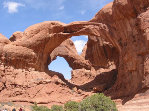 1981 Ford Bronco - Double Arch, a natural sandstone arch formation in Arches National Park, Utah.