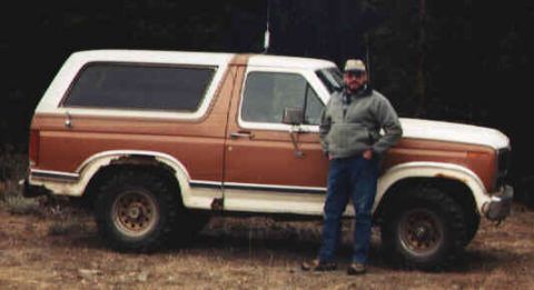 1981 Ford Bronco - Man poses with his two-tone Ford Bronco, likely from the early 1980s.