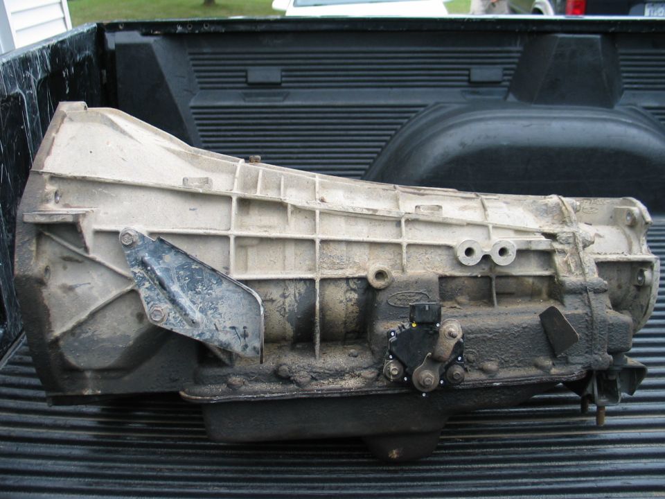 Ford automatic transmission sitting in a truck bed