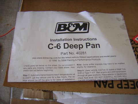 1984 Ford Bronco - Installation instructions for the B&M C-6 Deep Pan, part number 40281, copyright 1996.