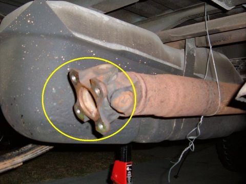 1985 Ford Ranger - Close-up view of a driveshaft flange connection, likely on a truck or SUV.