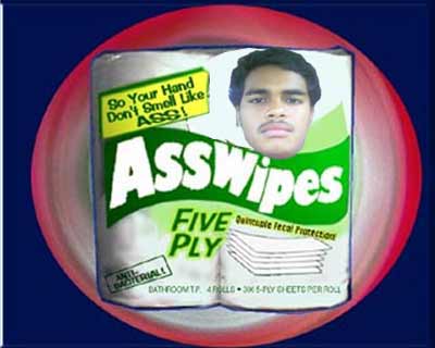 2000 Isuzu Rodeo - This image shows a package of 'Asswipes' toilet paper, a superimposed face and humorous text.