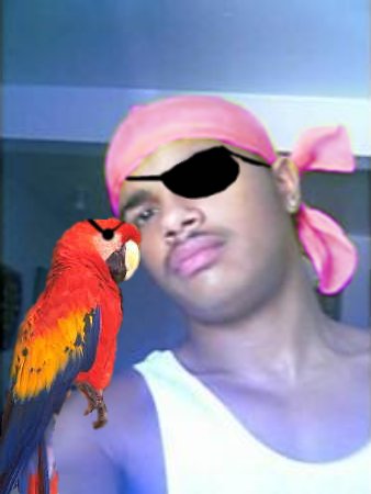 2000 Isuzu Rodeo - Man and parrot pose for a photo with a pirate theme.