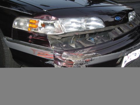 1992 Ford Crown Victoria - Front end damage to a 1992 Ford Crown Victoria after an accident.