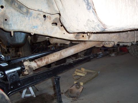 1981 Ford F-150 - With axle hanging on the coils (cheap 6" lift), the driveshaft is sitting on the crossmember. It's fine for the moment, but when I swap to…