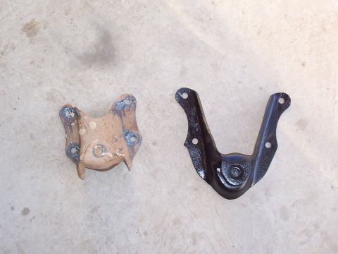 1981 Ford F-150 - Stock rear spring hanger from rear of leaf, compared to rear spring front hanger (taken from another truck to use for rear of spring)