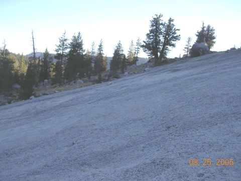 1994 Ford Bronco - A rocky hillside with pine trees under a clear sky, dated August 25, 2005.