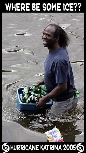 1993 Ford Bronco - Man wades through water carrying a tub of bottled drinks, with a bag of chips visible.