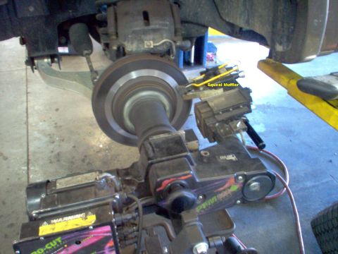 1983 Ford Bronco - On-car brake lathe. Same as 03, but without flash.