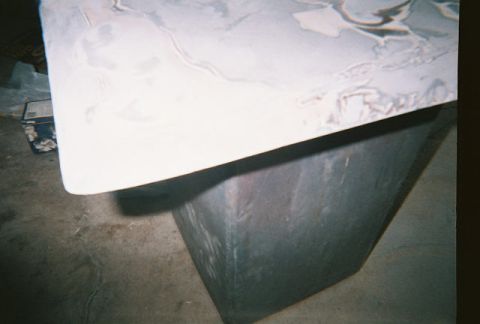1972 Ford Ranchero - A close-up view of a car body panel, possibly undergoing repair or preparation.