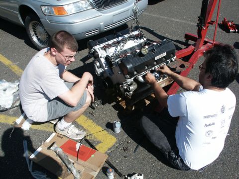 2001 Mercury Grand Marquis - Installing the headers.