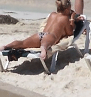 1968 Ford Mustang - Woman relaxing on a beach chair under the sun.