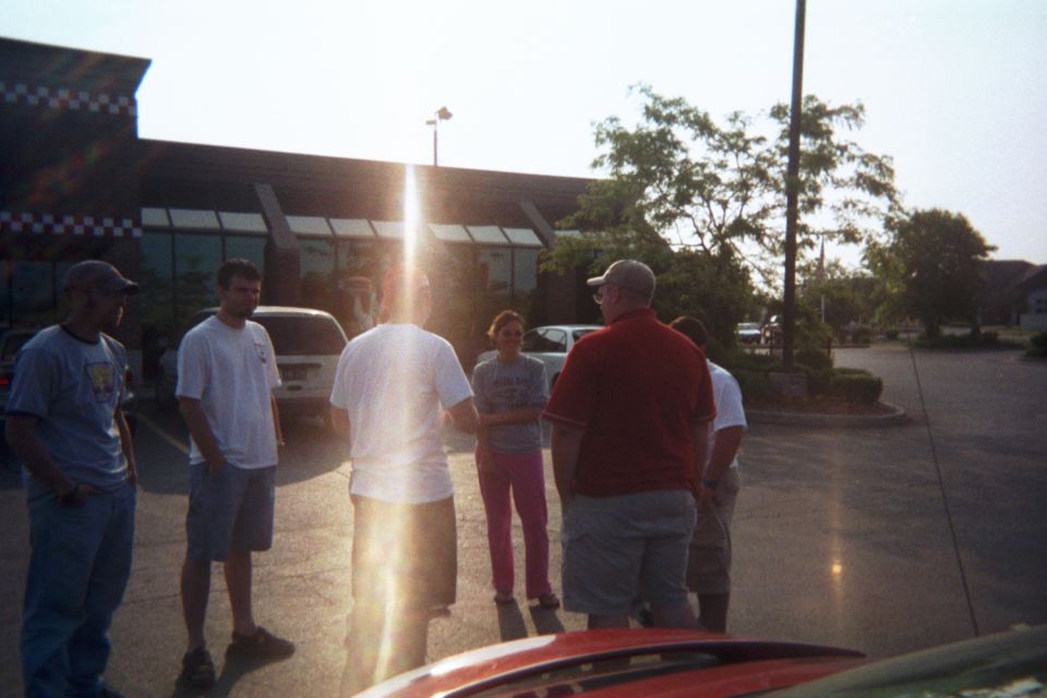 Group of people in a parking lot