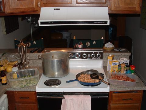1993 Ford Bronco - A kitchen scene with cooking supplies and food items on the counter.