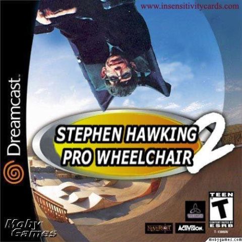 1993 Ford Bronco - Stephen Hawking is shown in a wheelchair in this promotional image for the video game 'Stephen Hawking's Pro Wheelchair 2'.