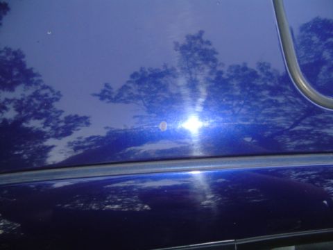1996 Mazda MX-6 - passenger side roof... weird spot... hasnt rusted or changed at all since i bought the car.