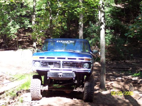 1977 Ford F-150 - This 1977 Ford F-150 is equipped for off-road use with large tires and a winch hook.