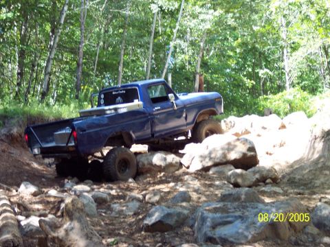 1977 Ford F-150 - This blue 1977 Ford F-150 is navigating a rocky off-road course.