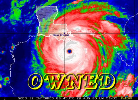 1993 Ford Bronco - Hurricane Katrina, an infrared satellite image from August 29, 2005, shows the storm approaching New Orleans.