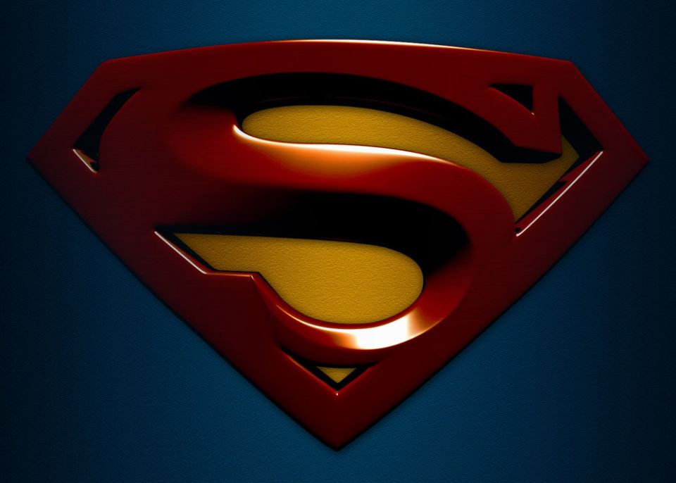 Superman 'S' shield logo, red and yellow on blue background. Supermotors.net text at bottom right