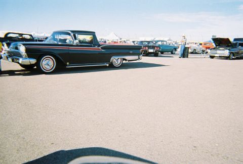 1972 Ford Ranchero - A black 1959 Ford Ranchero is parked at an outdoor car show with other vehicles visible.